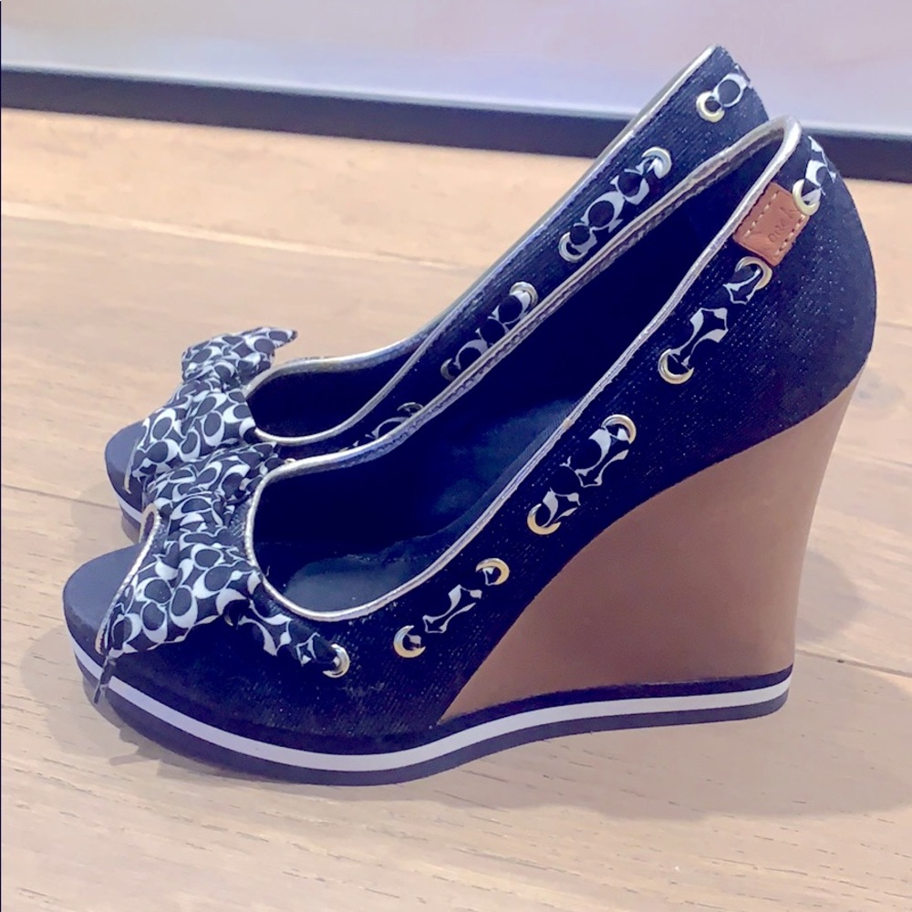 Coach denim wedges